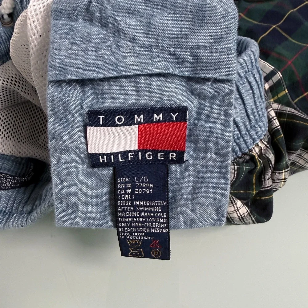 TOMMY HILFIGER Multicolor 100% Cotton Mens Mardras Swim Trunks Lined - Large